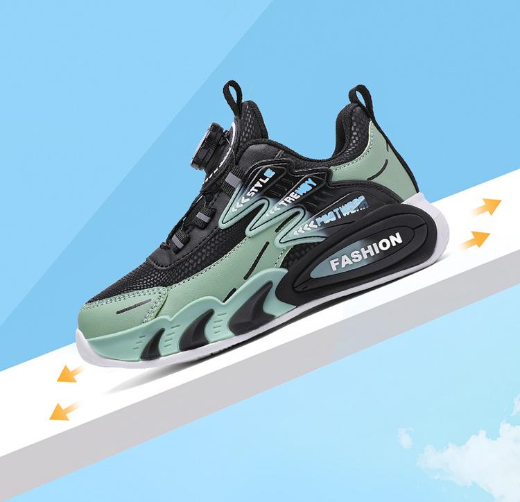 Chłopięce 2025 Skórzane Siateczkowe Oddychające Antypoślizgowe Buty do Biegania z Pokrętłem