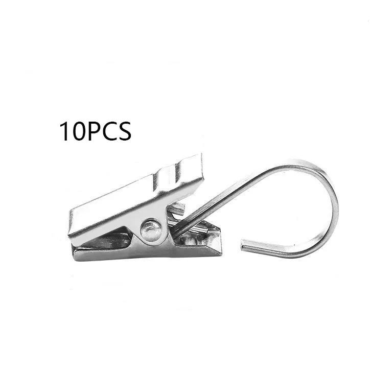 

10 шт. зажим для штор из нержавеющей стали 430, крючок, аксессуар, прочный зажим для душевой занавески, несущий нагрузку, утолщенный крючок для штор