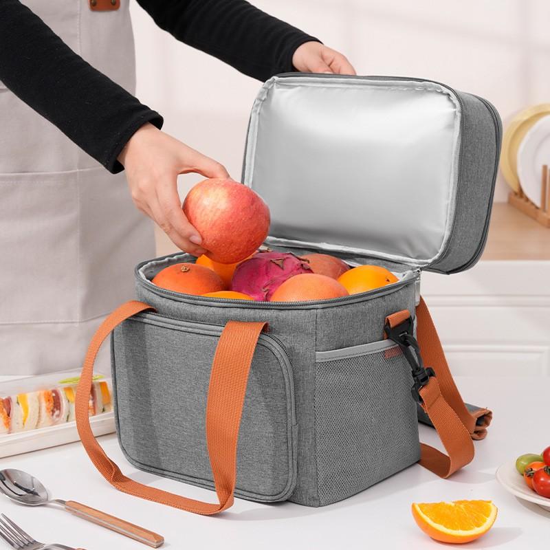 Double-Layer Insulated Lunch Bag With Ice Pack Carrier Portable Thermal Tote Work School Outdoor Picnic