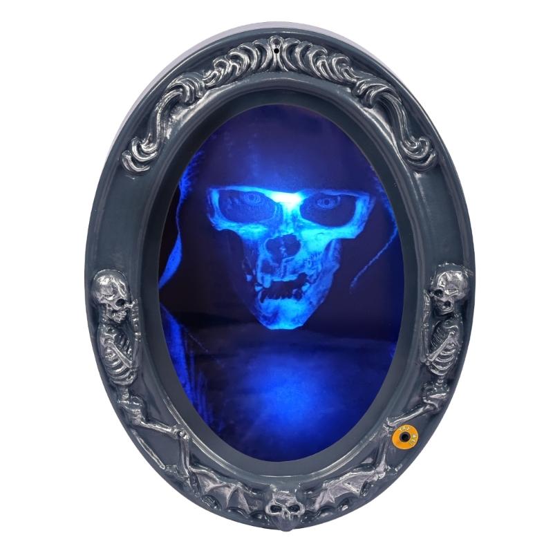 Luce Specchio Decorazione Halloween Illuminato Cornice Dettagliata Ornamento da Appendere per Ingresso Scaffali Parete Stile Sala Eventi