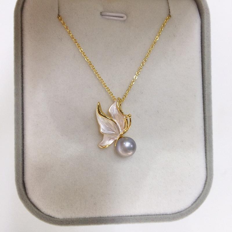 Zhuji Natur Süßwasserperlen Set - Damen mattierte Schmetterlingsperlen Ohrringe, 18 Karat Gold Filled & Anlaufgeschützt