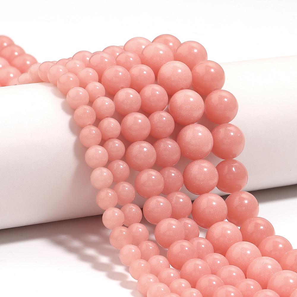 Natural Stone Beads 6 8 10mm Pink Luminous Stone Round Loose Spacer Beads For Jewelry Making DIY Bracelets Necklace Accessories