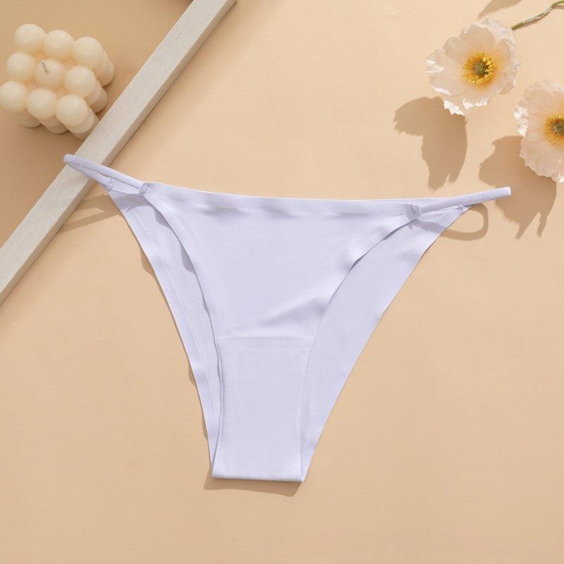 Europäischer & Amerikanischer Niedrig taillierter Klebeband Bikini-Tanga - Nahtloser Schnelltrocknender Eis-Seidenstoff mit Baumwollzwickel