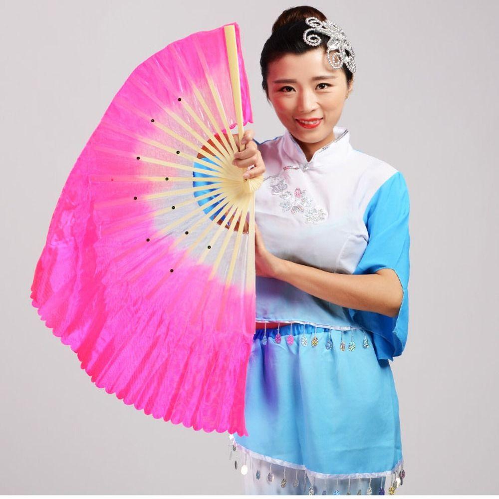 26cm Peacock Silk Fans Long Imitation Performance Fan Hot Sell Dancer Practice  Dance Bamboo Fans