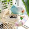 Natural Wood Parrot Stand Multifunctional Feeding Accessory Includes Feeding Bowl For Conures Lovebirds Finches