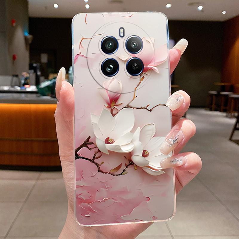 Case For Realme 12 Pro Plus 5G Pretty Flowers Butterfly Clear Soft Silicone TPU Cover For Realme12ProPlus 12 Pro Plus 5G Fundas