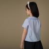 Hacikis Girls' Petal Collar Short-Sleeve Cotton Shirt