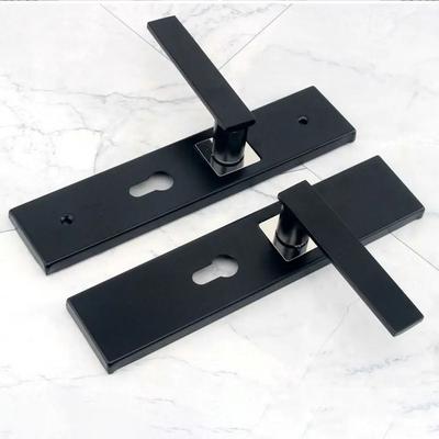Poignée de porte silencieuse Serrure Ensemble de clés Carré avec clés Poignée de porte intérieure Serrure de porte Noir Installation facile Serrure de porte de chambre Serrure de porte de salle de bain