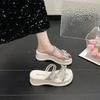 Fashion Fairy Style with Skirt Muffin Platform Slippers 2025 Summer New High-end Outer Wear Rhinestone Sandals