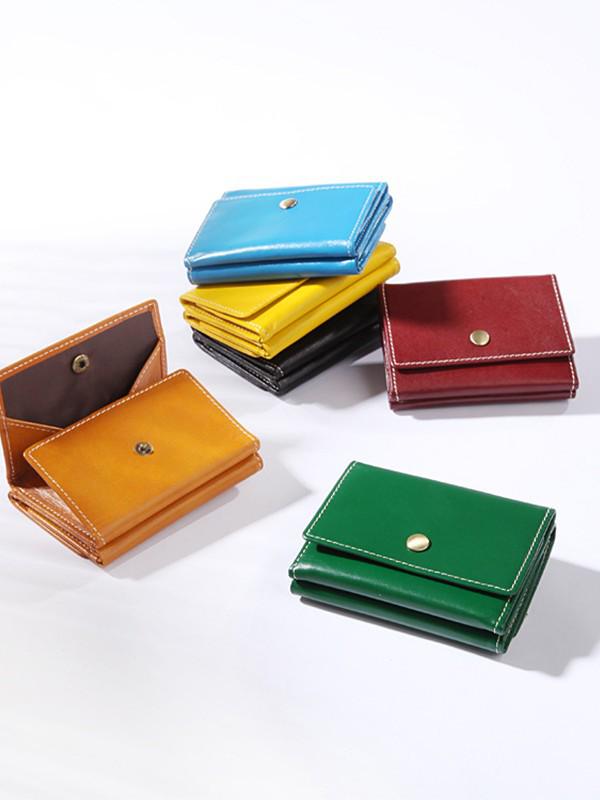 2025 Genuine Leather Mini Short Wallet - Trendy Unisex Ins Style
