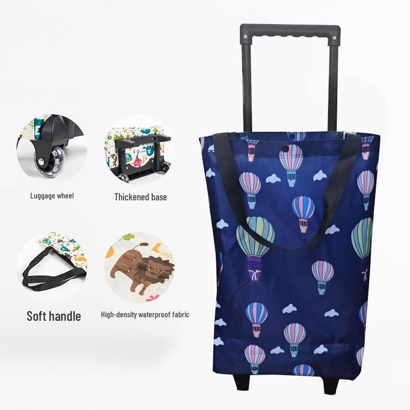 Tragbarer Faltbarer Einkaufstrolley mit Rädern - Umweltfreundlicher Multifunktionaler Handgezogener Wagen