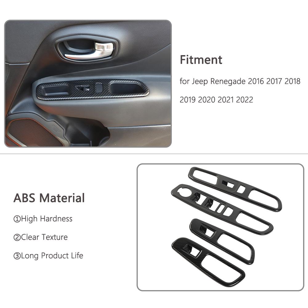 for Jeep Renegade 2016 2017 2018    2022 Window Lift Button Panel Decoration Cover Trim Car Interior Accessory
