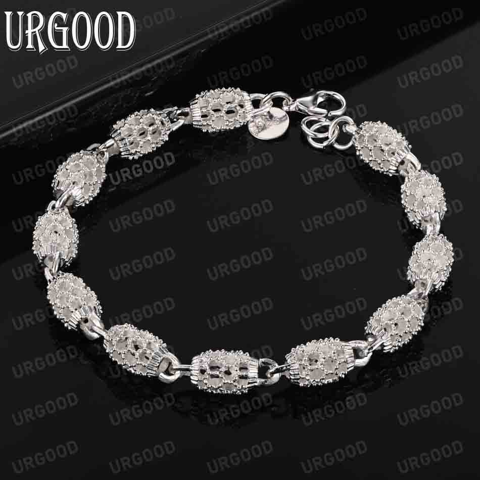 925 Sterling Silver Hollow Bead Bracelet Fashionable Wedding Jewelry