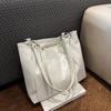 Borsa a tracolla quadrata con fibbia magnetica tinta unita da donna, per il tempo libero, in PU, con tracolla inclinata, grande capacità