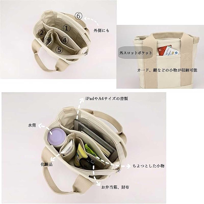 [JIANDO] tote bag canvas large capacity A4 compatible With shoulder strap shoulder bag camber Tote bag with compartments canvas unisex Popularity