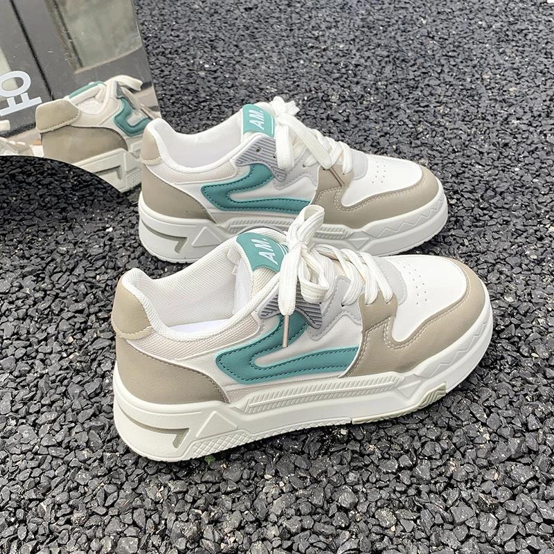 

2025 Новая Мода Цветовое Сочетание Повседневная Обувь Спортивная Вулканизированная Обувь Модные Кроссовки на Толстой Подошве Низкие 35 зелёный