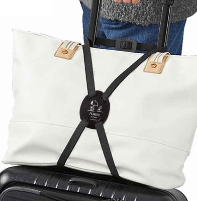 Snoopy Akcesoria Podróżne Pasek do Bagażu Podręcznego, Wyprodukowano w Japonii, Łatwy do Zamocowania Torby Podręcznej, Okrągły, Czarny