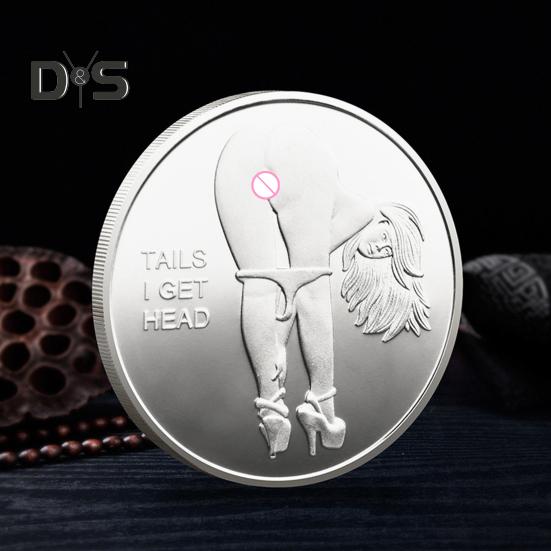 Sexy kvinner Mynt Hoder og Haler Date Night Mynt Metall Dobbeltsidig Lucky Token Voksne Utfordring Mynt Prank Gave for Menn Kvinner Valentinsdag