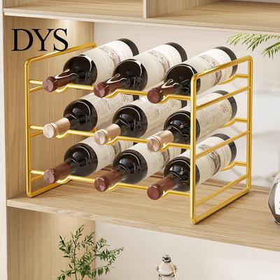 Modern Wine Storage Iron Rack, Curved Grooves, Countertop Cabinet Shelf, Compact Small Display Metal Bottle Holder, for Kitchen Cupboard And