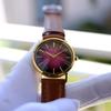 Used [In operation] SEIKO brown leather quartz watch gold case OMEGA