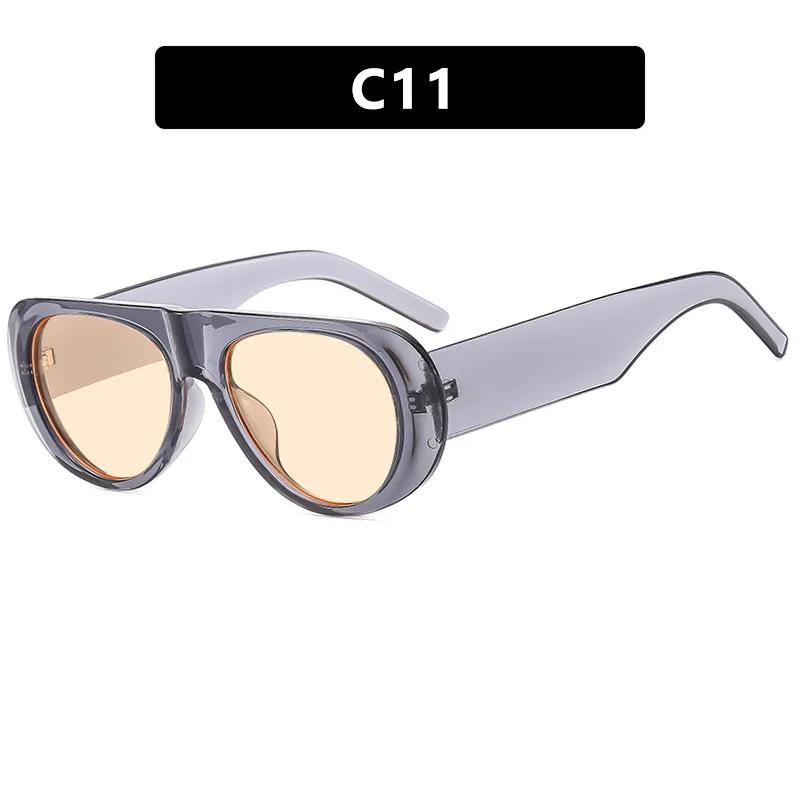 Fashion New Retro Oval Large Frame Sunglasses Wide Leg Jelly Color Personalized Design UV Resistant Sunglasses Female