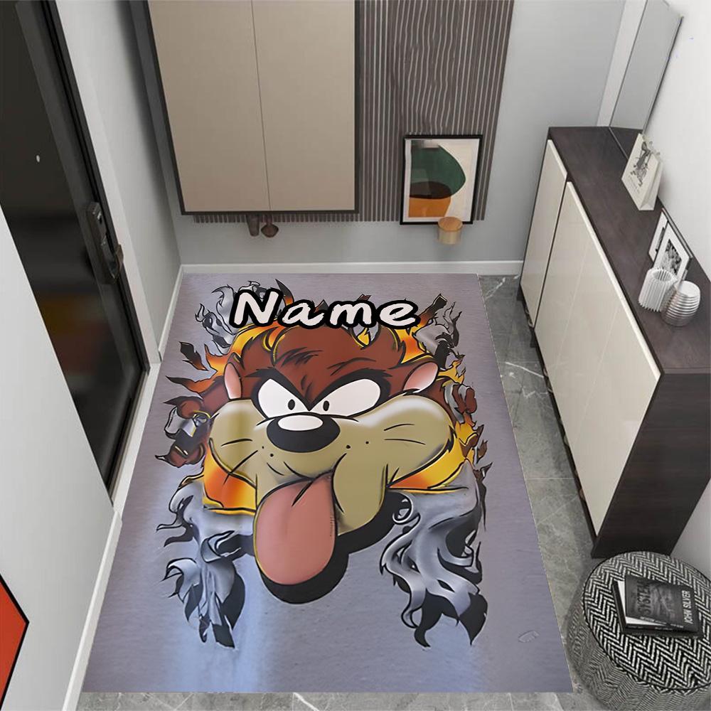 Looney Wild Fierce Taz Personalized Name Floor Rug Office Rug Suitable for Decorate Room Kitchen Outdoor Hallway Anti-slip Rug Office Home Decor