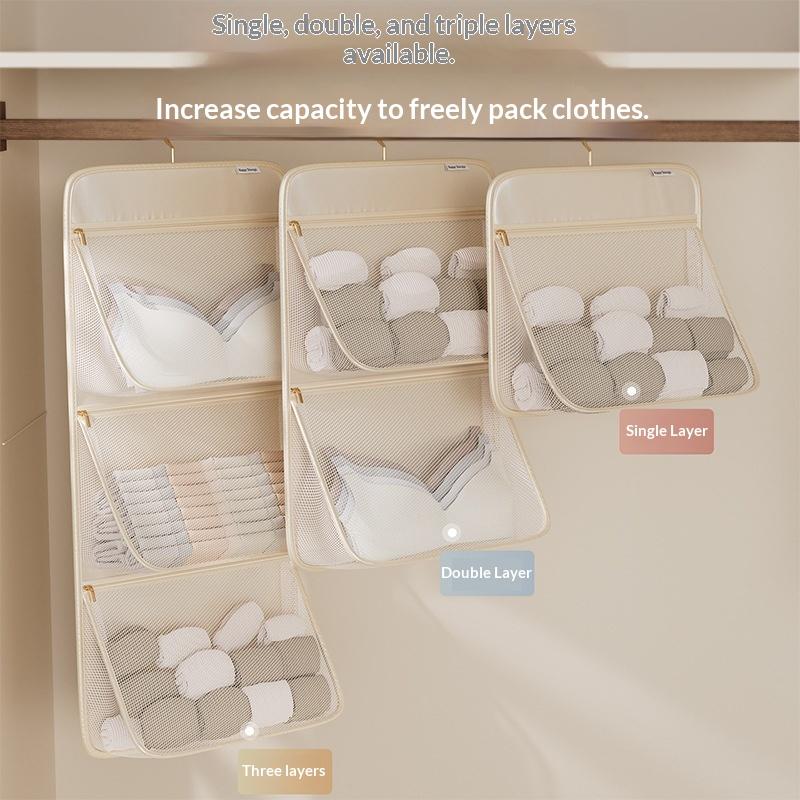Wall-Mounted Storage Hanging Bag Visible Mesh Storage Bag For Student Dormitories, Bedrooms, Wardrobes, Underwear, And Socks