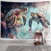 Largemouth Bass Tapestry, Oil Painting-style Jumping Fish with Cabin and Forest Lake At Sunset Print Wall Hanging for Home Decor