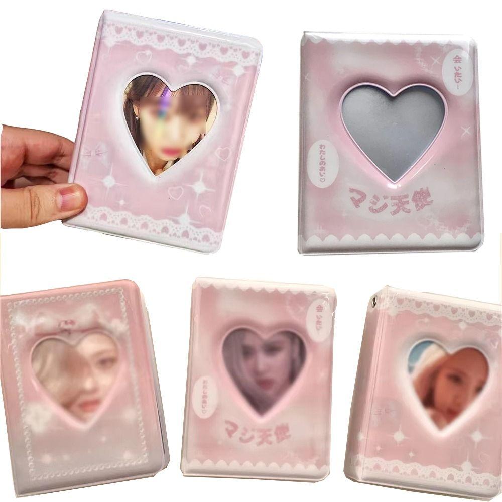 40 Cards INS Photo Album 20 Inner Pages Love Hollow 3 Inch Postcard Binder Hanging Hole Waterproof Card Collection Book