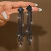 Super Flash Water Drop Full Diamond Fringed Earrings Women'S Long Temperament Super Fairy Fashion Thin High-End Earrings