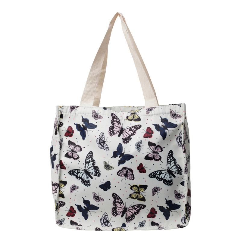 Large Capacity Floral Butterfly Portable Canvas Bag Oxford Cloth Casual Women'S Bag Niche Shoulder Handbag