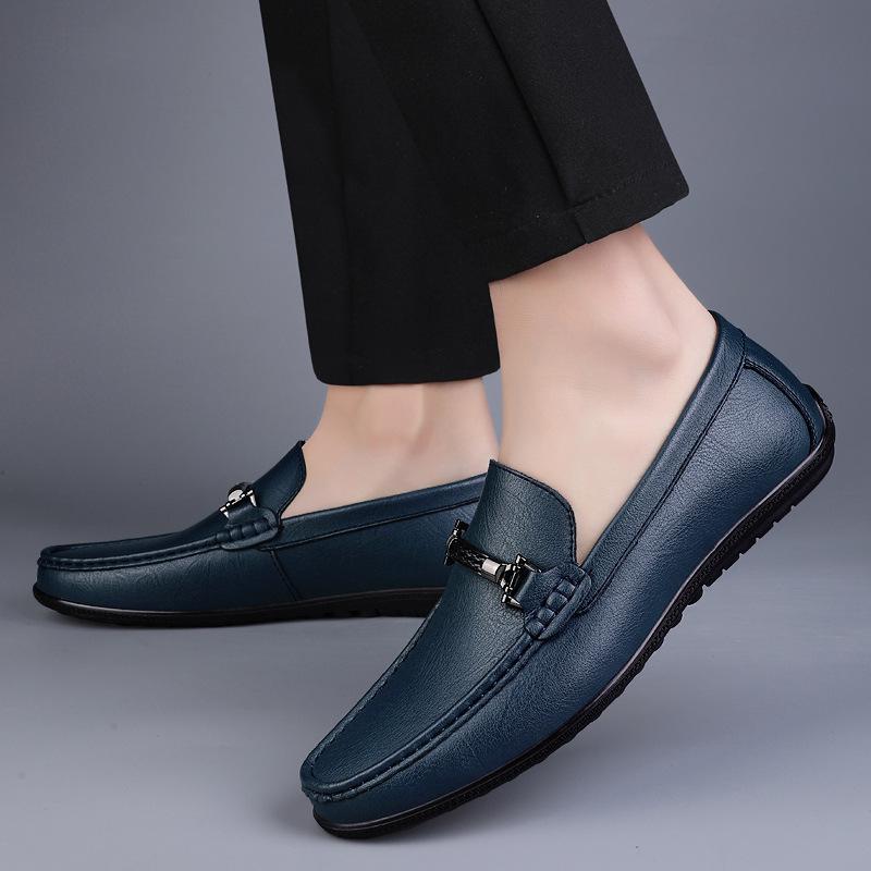 Men's business leather shoes, leather casual soft-soled soft-sided Doudou shoes, breathable one-pedal men's trend