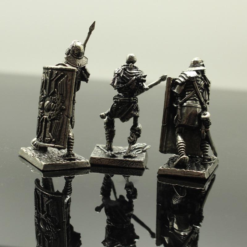 1pc Desktop Metal Copper Ornaments Figure Roman Legion Shield Soldier Model Archer Medieval Military Toys