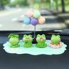 3Pcs Frog Figure with Pad Resin Frog Car Ornament Mini Green Plant Bonsai Pot Home Office Decor Car Interior Accessory
