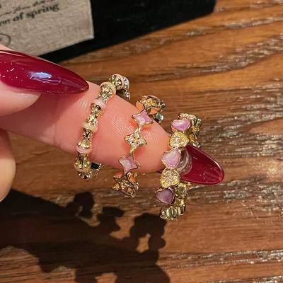 Medieval Purple Enamel Open Ring French Retro Niche Design Love High-End Accessories