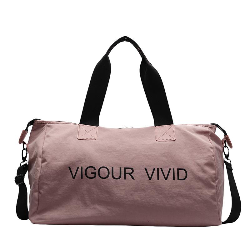 Business trip short trip bag women's lightweight solid color fitness bag fashion shoulder sports bag men's portable storage duffel bag