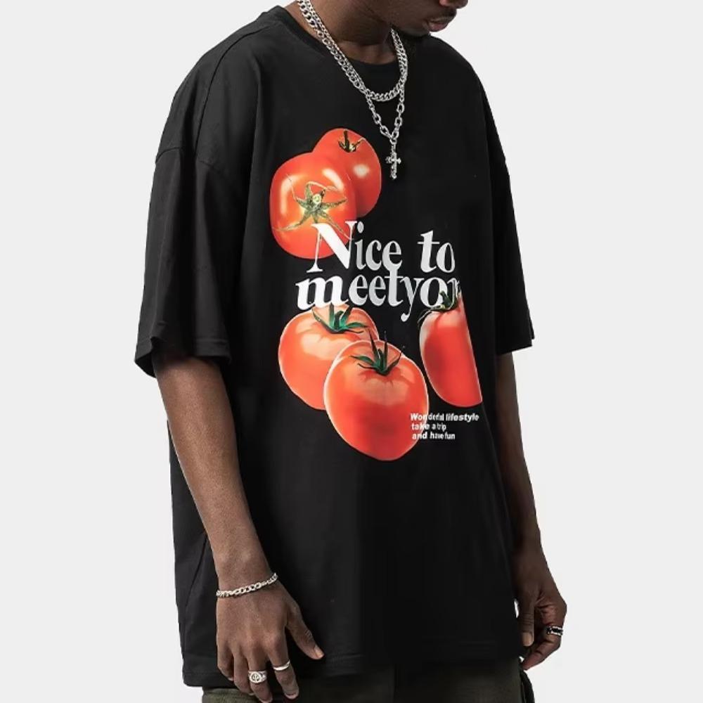 Summer Fashion Heavyweight Retro Men's English Letters 100% Cotton Printed Round Neck High-quality Casual Fitness Street T-shirt