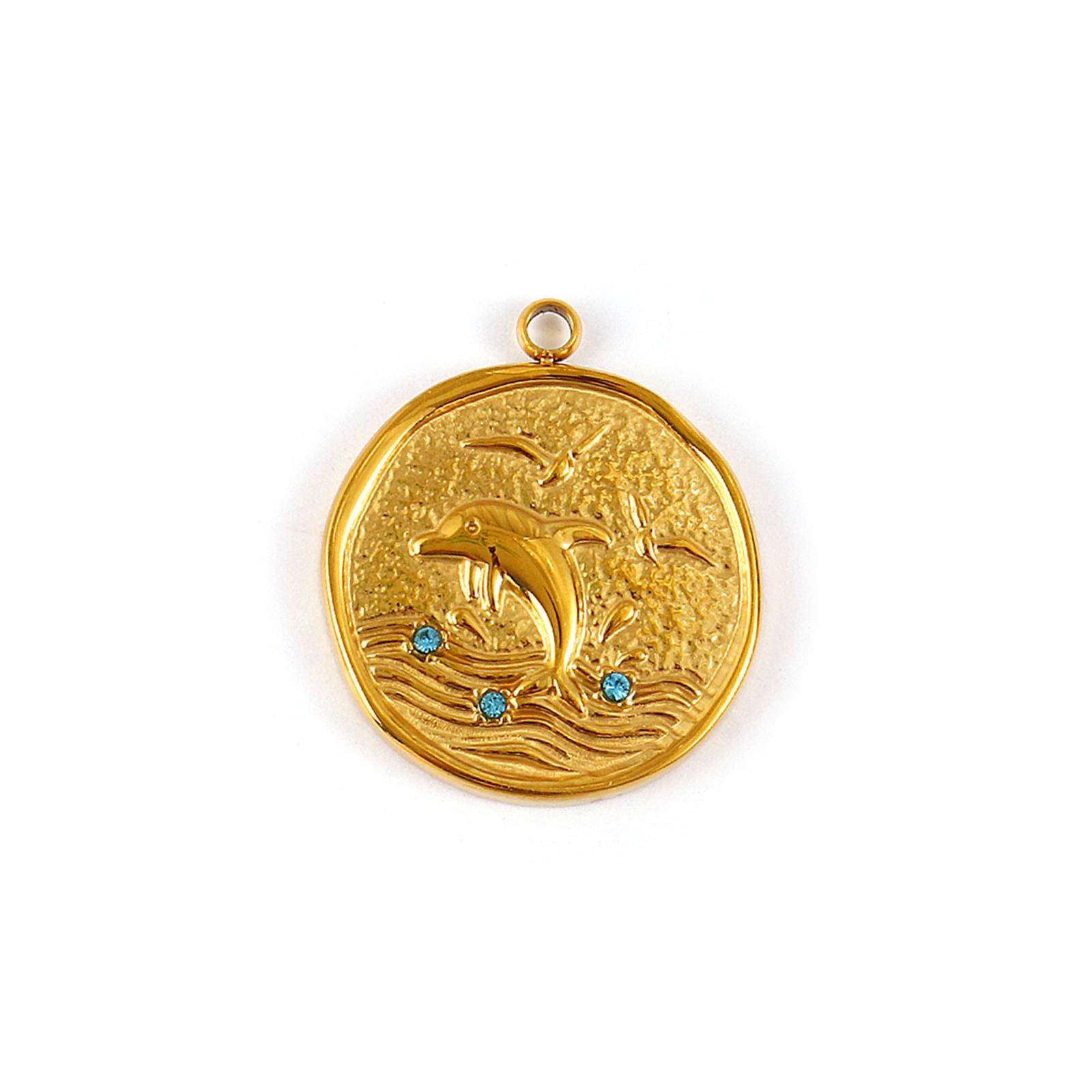 

1 Piece 304 Stainless Steel & Rhinestone Charms 18K Gold Plated Round Disc Pendants For DIY Necklace Jewelry Making Findings
