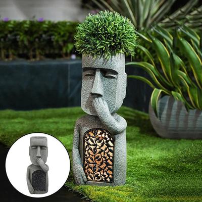 10 Inch Moai Monolith Garden Sculpture In Easter Island Resin