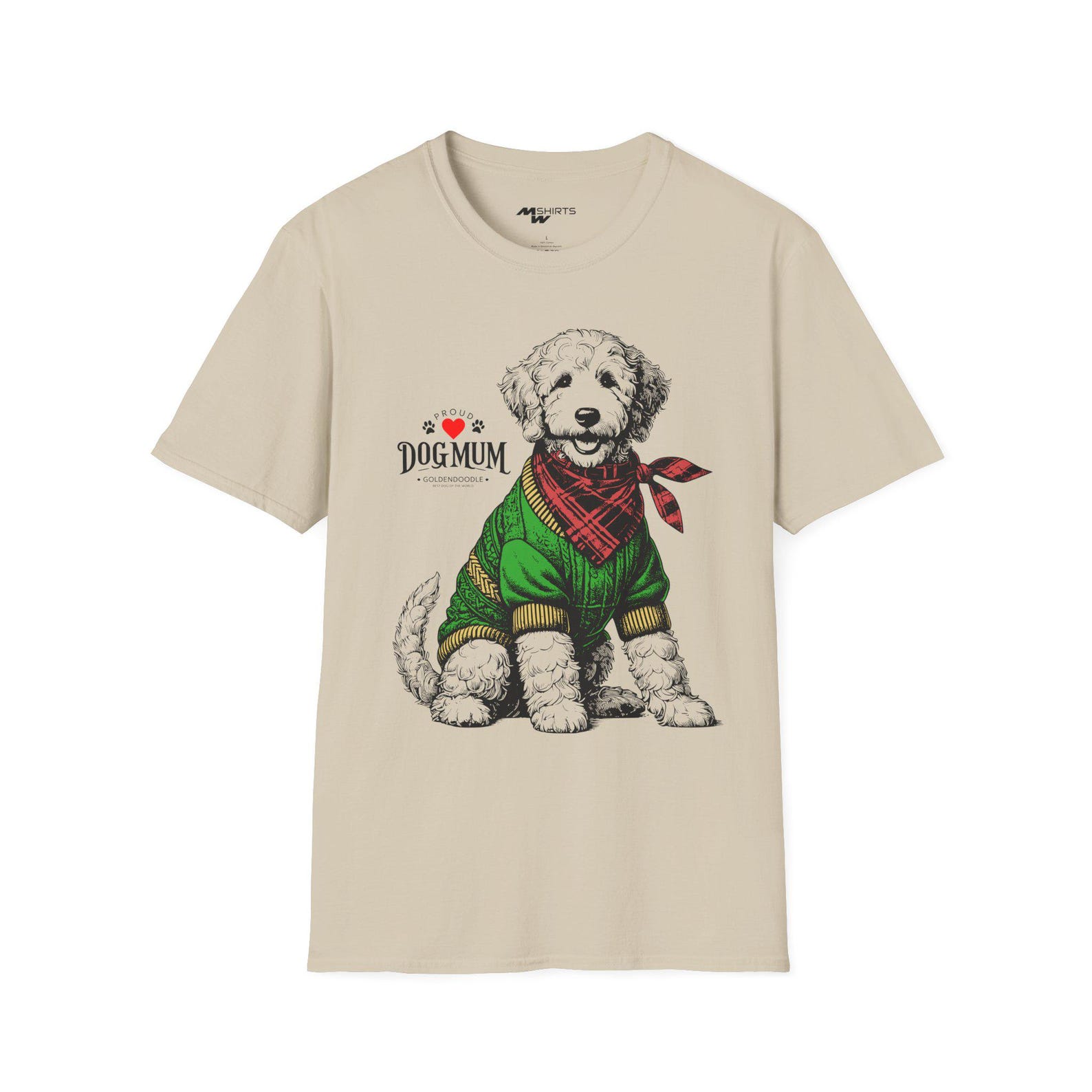 Proud Dog Mum Goldendoodle T-Shirt: Vintage Engraving Style M