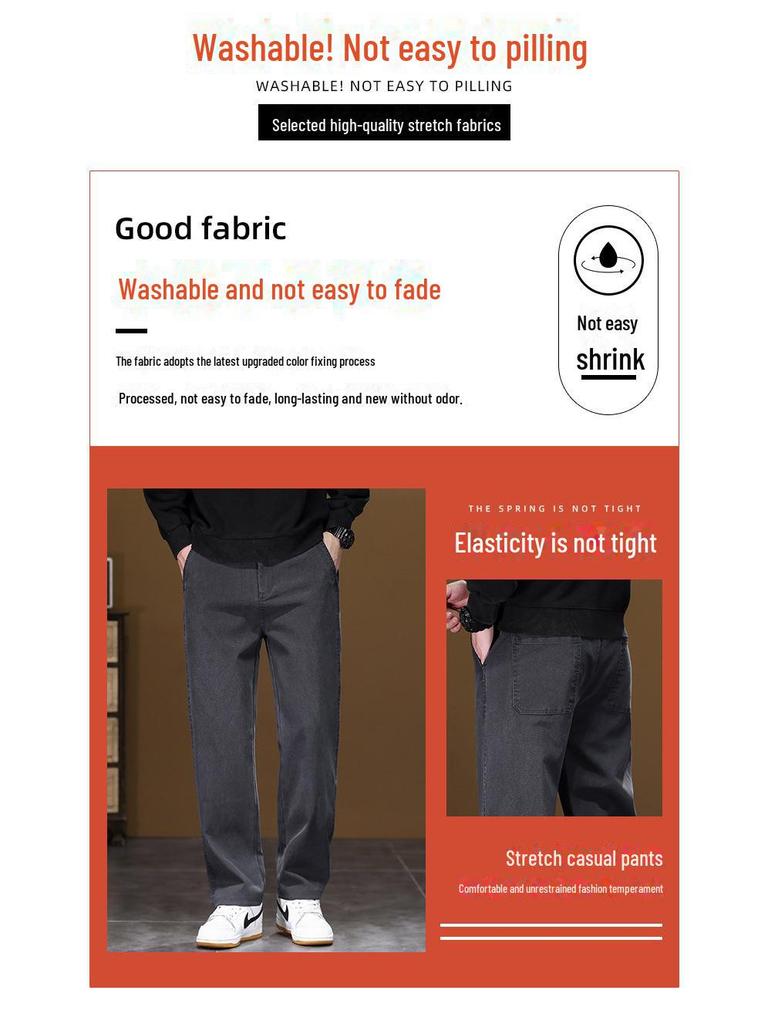 Męskie Modne Luźne Proste Jeansy Polarowe - Casualowe Spodnie Haremki Długie na Jesień/Zimę 2024