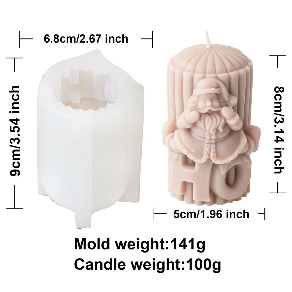 DIY Santa Claus Reindeer Cylindrical Candle Silicone Mold Hat Bear Christmas Tree Relief Cylindrical Candle Mold Christmas Gift