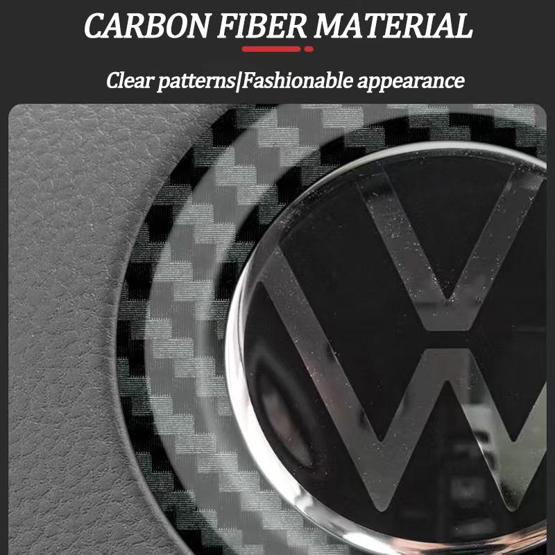 FD06-Valve Stems Caps ABS Carbon Fiber Pattern Volkswagen Steering Wheel Label Sticker Badge For Volkswagen VW RLine Golf Amarok T5 T