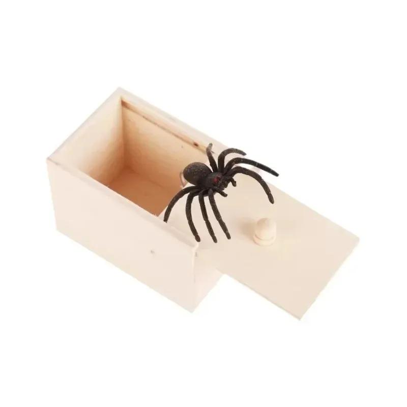Wooden Prank Trick Surprise Toy Scare Toy Box Gag Spider Pranks Stuff Toys Home Office Kid Friend Play Joke Gift Surprising Box