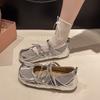 Stylish and comfortable silver Mary Jane single shoes women's new autumn casual ballet