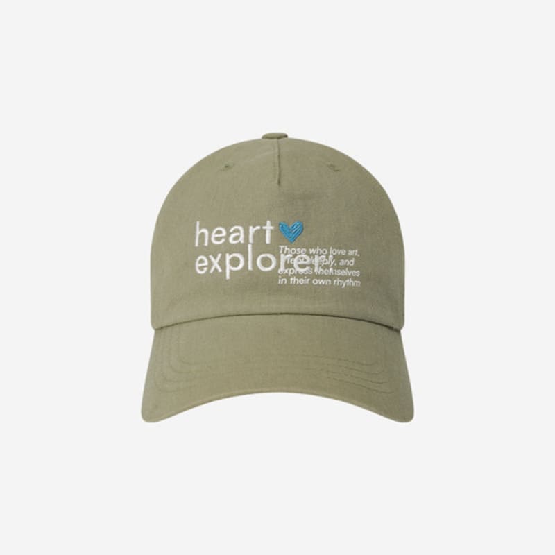 heartexplorer Layered Lettering Linen Ball Cap Khaki