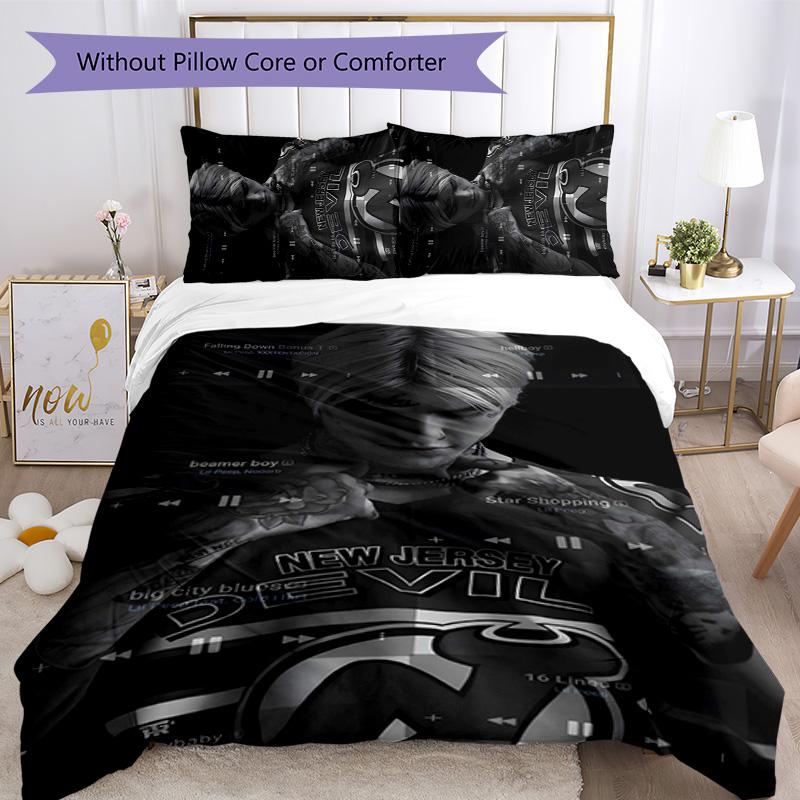 Neon Style Lil Peep 3pcs Bedding Set Duvet Cover Closure Includes 1 Duvet Cover & 2 Pillowcases for All Seasons Bedroom Home Dorm Decor