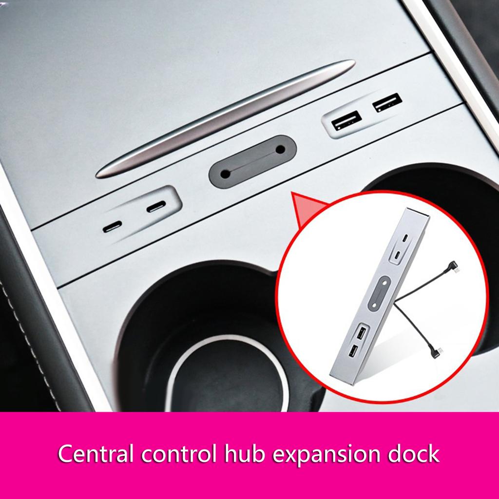 Glovebox USB Hub Compatible For Car 3/Y Center Console Digital Display Splitter Docking Station Fast Charging Adapter