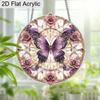 Acrylic Purple Butterfly with Pink Roses Suncatcher Stained Glass Effect Window Hanging Ornament Flower Lover Gifts