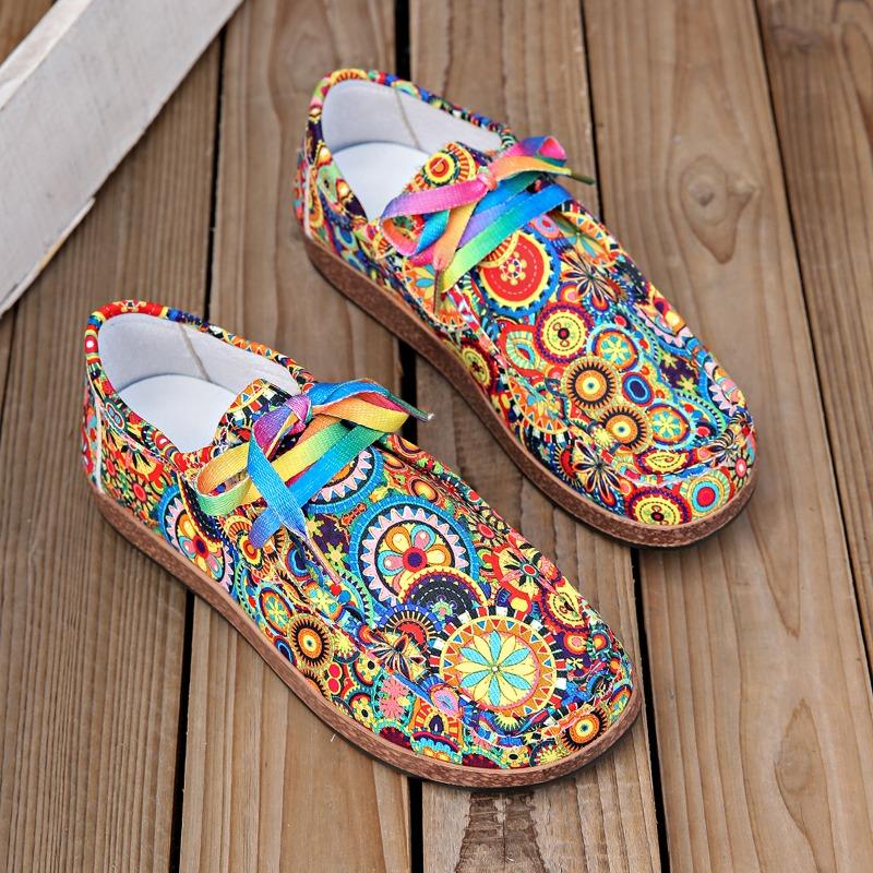 Spring and Autumn new large size lace-up color low-top single shoes women's lazy canvas flat-soled single shoes